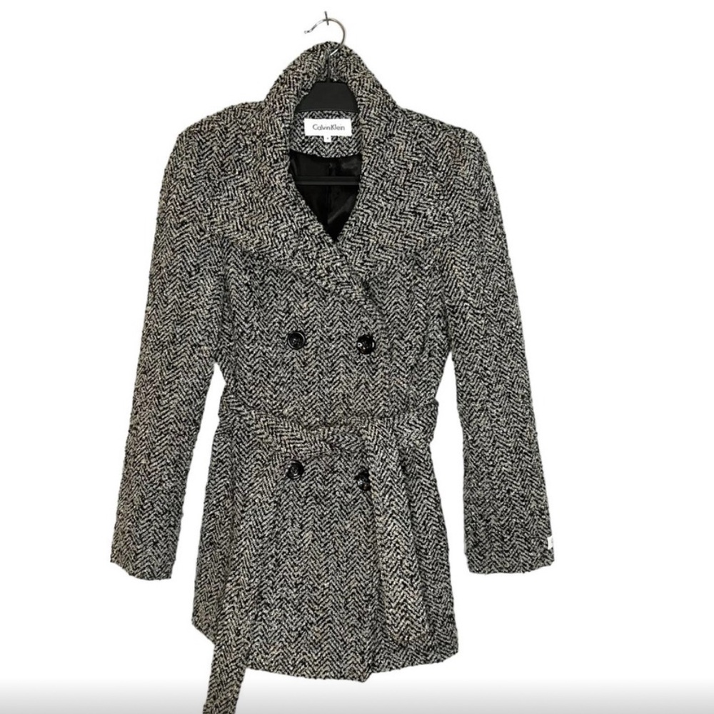 Mid-length double breasted wool Calvin Klein coat